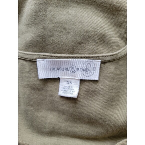 Treasure & Bond V-Neck Long Sleeve Smocked Midi Dress Olive Green Size X-Small - Picture 10 of 11